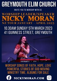 Greymouth Elim Church: guest worship leader/speaker Nicky Moran