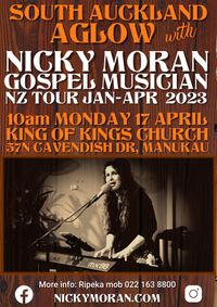 South Auckland Aglow hosts Nicky Moran Gospel musician