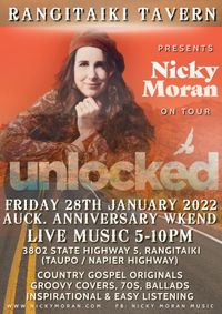 Live music at Rangitaiki Tavern, Nicky Moran on Unlocked NZ tour.