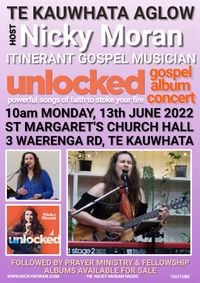 Aglow Te Kauwhata host Nicky Moran Unlocked concert