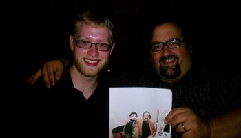 Joey deFrancesco with my young student Ben Turner--holding a photo from the FIRST time they met
