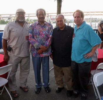 L to R: Danny Armstrong, Allan Toussaint, Jules Broussard, and me At the '15 Safeway Waterfront Festival with some wonderful musicians
