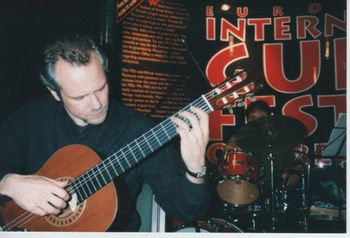 Robin with Eklectica drummer, Maurice Cheetham, Bolling Concerto at the Wirral International Guitar
