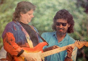 Two Surfers, One Surf Guitar Eau Claire, WI Newspaper Photo early 90's
