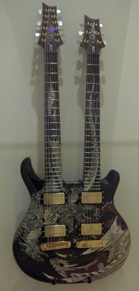 2005 PRS (Paul Reed Smith) 20th Anniversary Dragon Double Neck. It contains over 850 inlays

