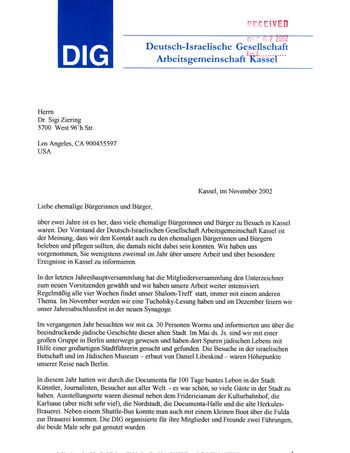 German - Israeli Society Working group Kassel- Sigi Ziering 2002-12-02
