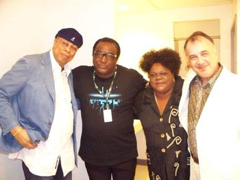 Chucho Valdes, ?, Myra Valdes, Hugh Backstage in Vancouver
