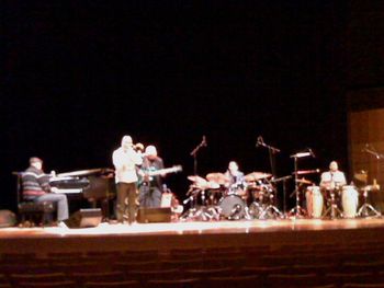 Hugh with Chucho Valdes Quartet at the Chan Centre sound check Nov 2/12
