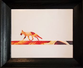 Orange Fox. Based on a photo by Eric Struve. Calendar clippings and non-toxic glue on cardboard. SOLD.
