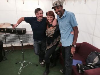 Chris, Lizzie & Mehdi just before we hit the stage at Blenheim Festival Good Friday 2015
