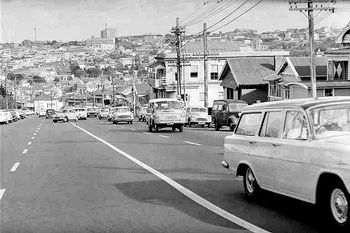 1969 Auckland Looking south east from College Hill Road towards Auckland Public Hospital (centre horizon)
