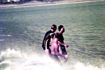 Roddy... Ian ...and Tui share a wave at Ahipara ...summer of '67 that was one of the coolest things about surfing during that era....sharing a wave with your mates ...was very cool fun all maneuvering together on a wave ...was a whole different spirit then!!
