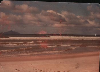 sorry about the quality of the photo...but just had to put this one in!! The beautiful cranking Waipu rivermouth right hander...summer of 1970...can be an exceptional wave when it works..and no crowds!!....
