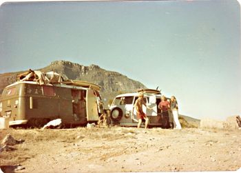 and another Kombi........ Here we are camped with our good South African surfing friends Rob, Hanz and Hazel...at a place called 'Long Beach' in Cape Town.....you will see this spot in the 'Endless summer' movie...awesome place!
