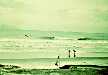 some guy sitting in the 'sweet spot' on a nice wave at Waipu..Autumn of '67

