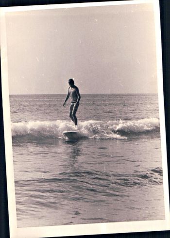 Dicky Robinson...all concentration...Waipu cove ...summer of '63 ....another budgy smuggler boy.....'speedo's as they were called then!!
