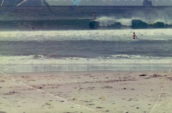 this same day Brett took off on this wave...and..... about 2 seconds after this photo was taken, his board flipped over and smashed him in his face......he had that scar on his face his whole life! ...sheeeeesh!!
