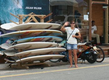 South Korea 2002...'Shelly' (Michelle) and Dad (Trev King) about to hit the waves together! As Dad (Trev) and daughter Shelley paddled out for a surf (towards Japan)....Shelley said "Dad ..who would believe this"...(going out for a surf with your dad in Korea)....how cool is that!!
