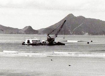 artiificial reef 1965...laying pipes...Marsden Power Station NZ
