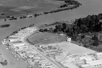 Port road cricket pitch with the glassworks on the right...summer of '64
