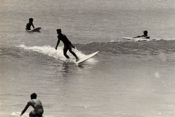 Brian Barnes doing a nice little turn at Waipu...summer of '67 Dick Robinson in the background...
