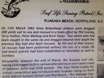The boys from Ruakaka get a mention in the local rag...1962 Phil Cooney, Terry Hutton, Peter Mellsop and Brick Taylor.....also Ruakaka comes 3rd in the Auckland/Northland Blair Trophy comp at Ruakaka....

