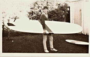 16 yr old young Trevor King...stoked on surfing!! Like all the rest of us....Trev with a nice looking board!

