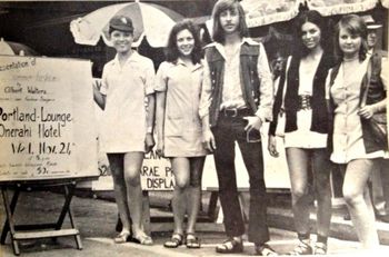 and here's a young Mr Steve Erceg and companions ..... showing us the hippie style of the early 70s....lots of leather stuff ...especially sandals...leather bags and waistcoats........'far out man'...'i can dig that'..ha!...i think that leather work is Dave Boyds handiwork (leather bag & Stephens sandals)...
