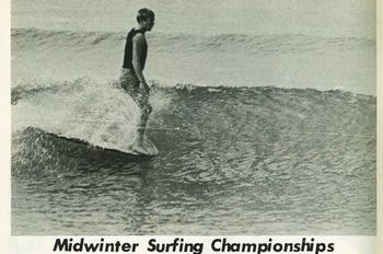 Allan Byrnes does a beautiful nose ride .....Wainui champs '66

