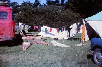 Camping at Gisborne for the NZ National Surf comp....a hot Gizzy summers day!! How inviting does that look...im'e not sure who the girls were, but Leslie Ward ...and Josie Armitage were doing well at Tatahi then...could be them!!
