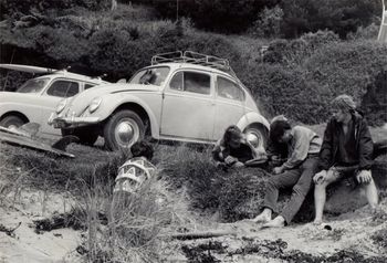 Dick Robinson, Greg alach, Brian King...and maybe Colin Lowe or Clive Smart... ..Sandy Bay...cool Autumn day in '66
