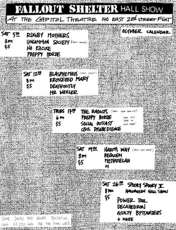 October 1991 show schedule, Flint, Michigan.
