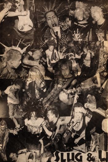Slug and Lettuce late 80's and 1990's Hardcore Punk band collage poster insert. Photography by Chris Boarts Larson. http://www.slugandlettuce.net
