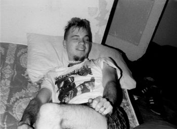 Ferndale, Michigan, May, 1992. Dragging ass out of bed cause it's time hit the bricks.
