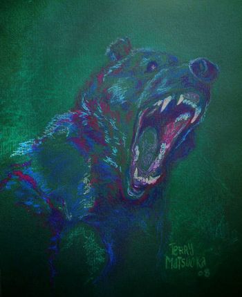 Terry Matsuoka- Grizzly Bear oil pastel on paper, available
