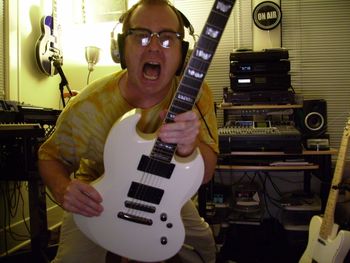AYRESOL studio 2008 holding viper guitar
