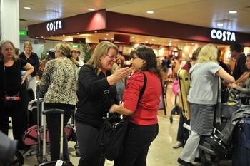 Leslie & Marcy at Heathrow London.
