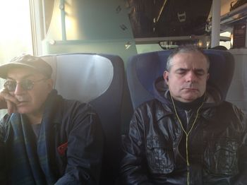Jerry & Bruno on the train to Sancy Jazz Festival
