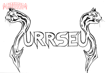 "Purrseus" Perseus Logo re-done. Pen and Ink.
