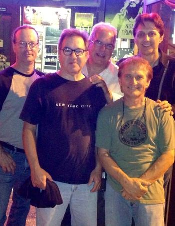 With band after gig at Knuckleheads -  (KC) 2019.  L to R - Robert Leonard, Winston, Tony Rustici, Farley Compton, John Hobbs.
