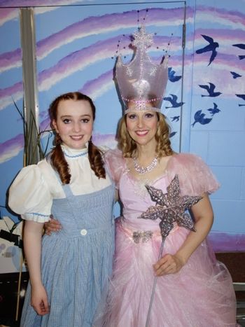 Janelle and Kristen Janelle Raven as Dorothy and Kristen as Glinda the Good Witch in the Oxford Hills Maine Community Musical, "The Wizard of Oz," April 2016
