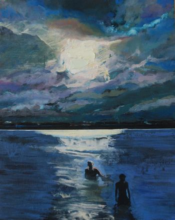 Swimming by the Light of the Moon 2021 16" X 20"
Oil on birch panel  SOLD
