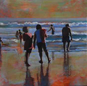 Dusk (Kuta Beach)  Oil on birch panel. 13" X 13"  $1200.00
