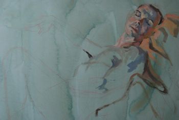 Sleeping Man 3 Gouache on paper tinted with acrylic wash (unframed) $650
