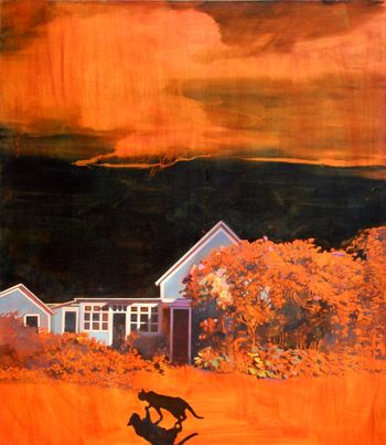 Splendid Isolation (Turquoise House at Night)   42” X 48” Oil on birch panel 2020   $4400.00
