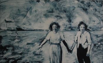 Sisters at the Sea   Monotype on BFK Rives  21.5" X 35"  Unframed $800
