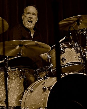 Rob on the drums at World Cafe Live2015
