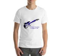 Klymaxx.com T-shirt  - white with blue guitar logo