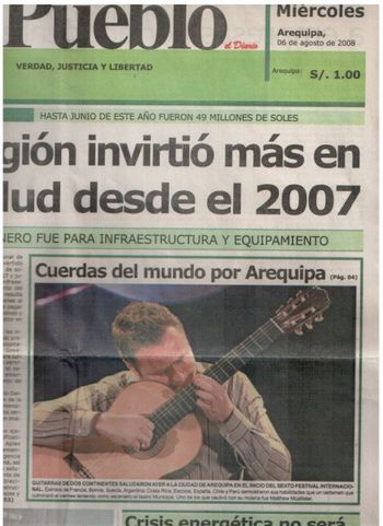 Front Cover of Peruvian Newspaper
