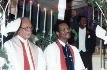 Spiritual Fathers Officiating - Wedding Day - November 4, 1984 The Reverend Dr. Thomas Kilgore, Jr., and Bishop Charles E. Blake, Sr.
